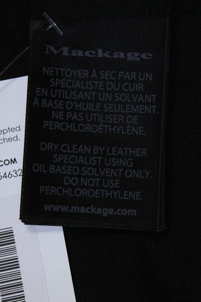 Mackage Womens Leather Trim Hooded Long Sleeve Zip Up Jacket Black Size S