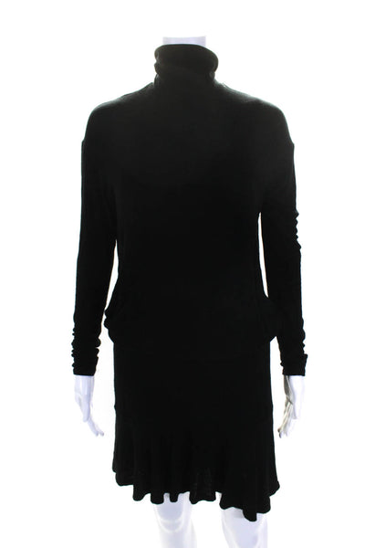 Bailey 44 Womens Stretch High Neck Long Sleeve Zip Up Dress Black Size S