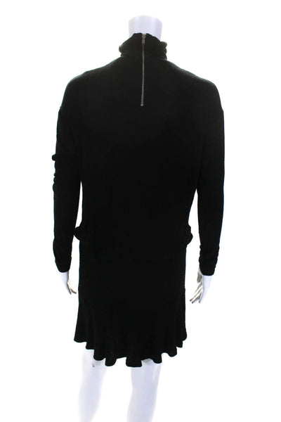 Bailey 44 Womens Stretch High Neck Long Sleeve Zip Up Dress Black Size S