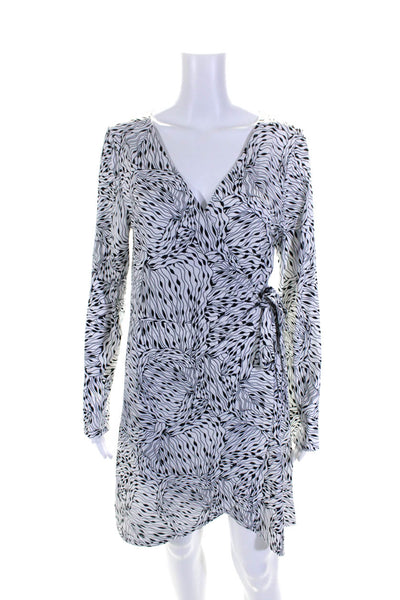 Jean-Pierre Klifa Womens Stretch V-Neck Long Sleeve Wrap Dress White Size L