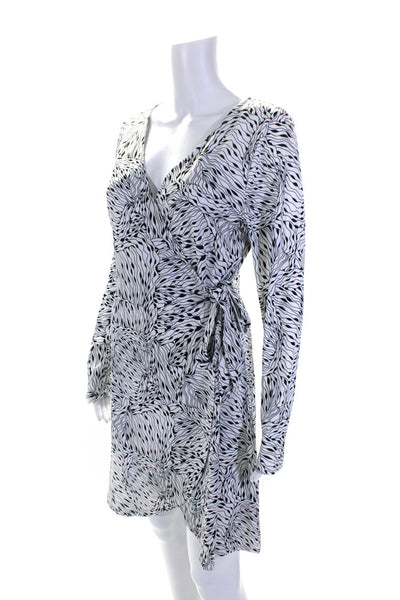 Jean-Pierre Klifa Womens Stretch V-Neck Long Sleeve Wrap Dress White Size L