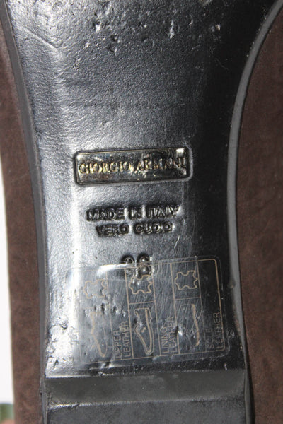 Giorgio Armani Womens Leather Buckle Detail Square Toe Flats Brown Size 36 6