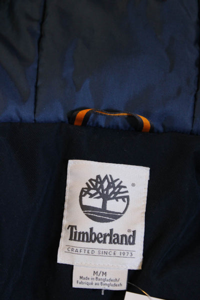 Timberland Womens Long Sleeve Full Zip Short Hooded Bomber Coat Navy Blue Size M