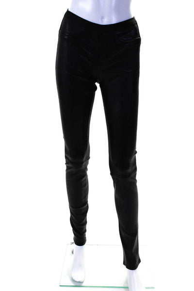 Helmut Lang Womens High Waist Leather Skinny Pants Leggings Black Size 2