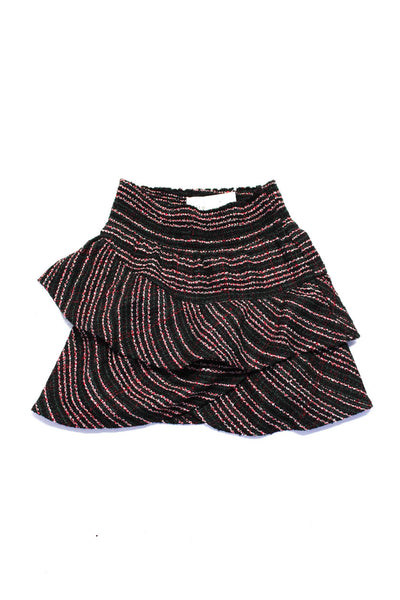 Les Coyotes De Paris Childrens Girls Tweed Drop Waist Mini Skirt Black Red Sz 10