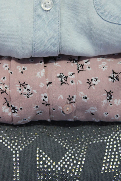 Zara Rails Childrens Girls Chambray Button Up Blouse Tee Shirt Size 8 9 10 Lot 3