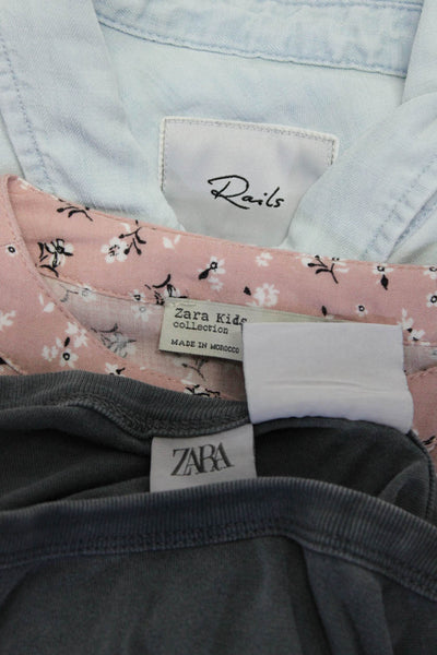 Zara Rails Childrens Girls Chambray Button Up Blouse Tee Shirt Size 8 9 10 Lot 3