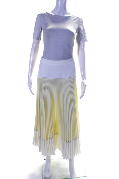 Proenza Schouler White Label Womens Patchwork Pleated Maxi Skirt White Size 8