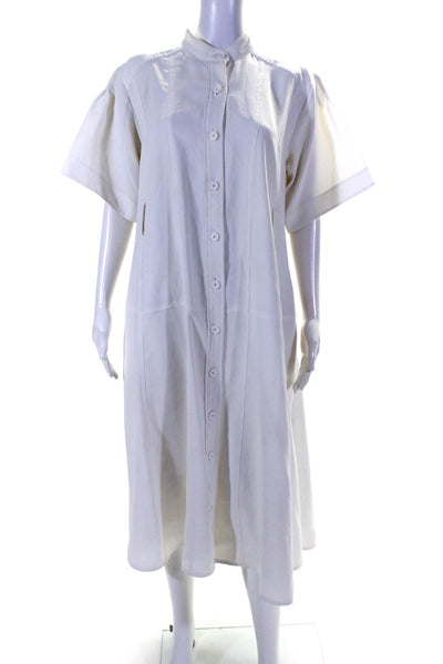 Proenza Schouler Womens Round Neck Buttoned Darted A-Line Dress White Size 4