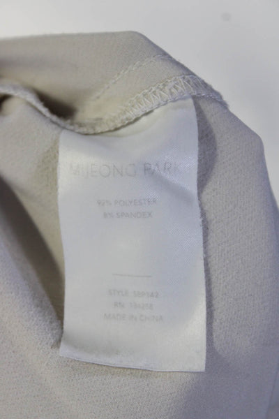 Mijeong Park Womens Ruched Elastic Waist Wide Leg Slip-On Pants White Size L