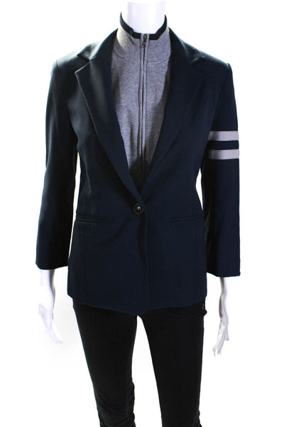 Bailey 44 Womens Single Button Notched Lapel Blazer Jacket Navy Blue Size 0