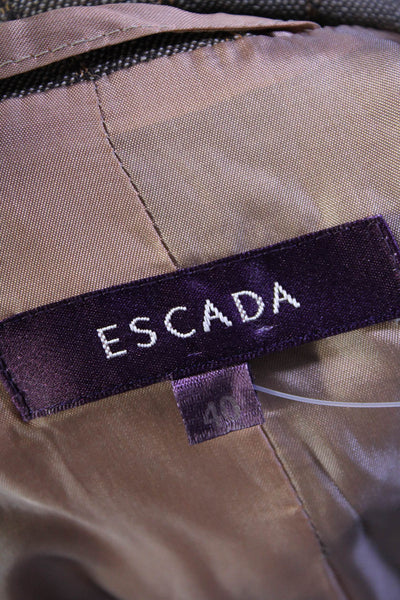 Escada Womens Striped Straight Leg Pant Suit Brown Wool Size EUR 40/42