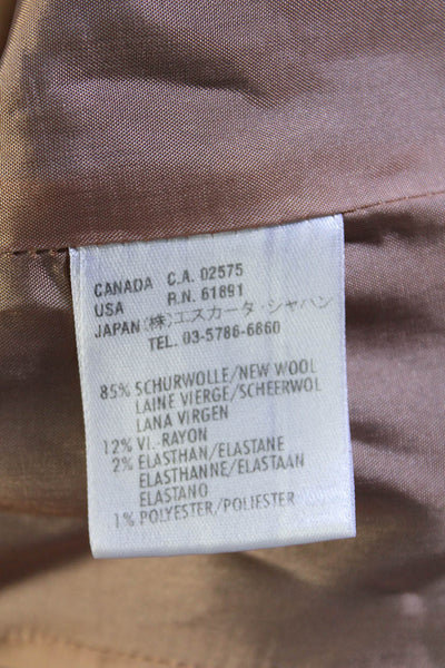 Escada Womens Striped Straight Leg Pant Suit Brown Wool Size EUR 40/42