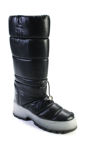 Aquatalia Womens Dark Navy Puffer Zip Platform Knee High Snow Boots Shoes 9