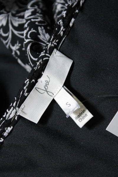 Joie Womens Silk Floral Print Scooped Neck Mini Blouson Dress Black White Size S