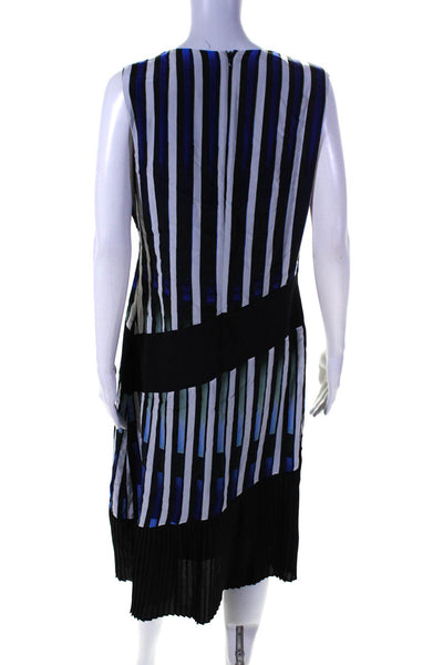 Nicole Miller Collection Womens Striped Midi Tank Dress Black Blue White Size 12