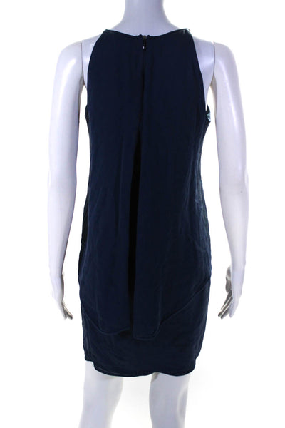 Theory Womens 100% Silk Sleeveless Layered Round Neck Tank Dress Blue Size 2
