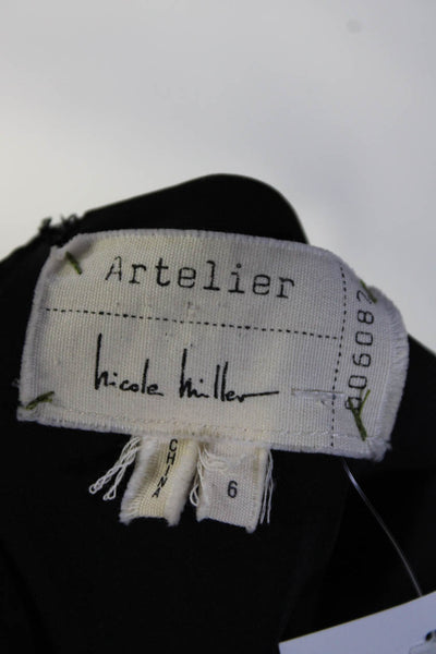 Artelier Nicole Miller Womens Snakeskin Print Long Sleeved Dress Black Size 6