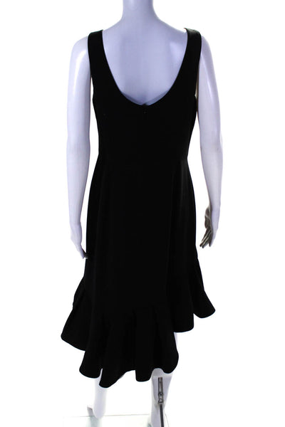 Halston Heritage Womens Scoop Neck Sleeveless Ruffled Hem Dress Black Size 8