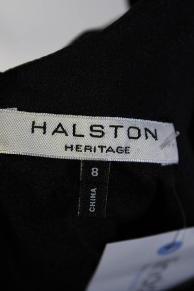 Halston Heritage Womens Scoop Neck Sleeveless Ruffled Hem Dress Black Size 8