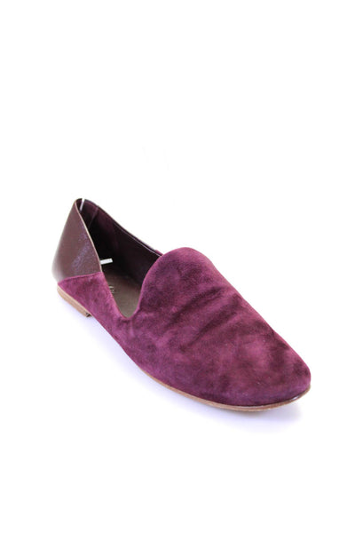Vince Womens Suede Leather Round Toe Flat Heel Slip On Loafers Purple Size 6.5