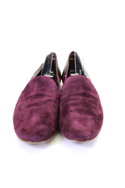 Vince Womens Suede Leather Round Toe Flat Heel Slip On Loafers Purple Size 6.5