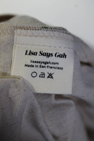 Lisa Says Gah Womens Cotton Floral Print V-Neck Tied Wrap Blouse Beige Size L