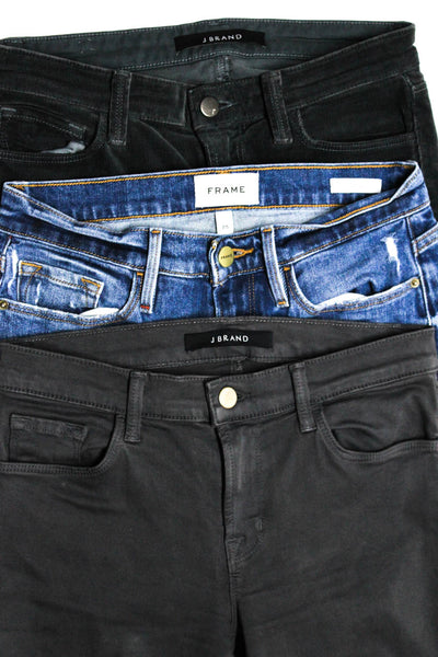 Frame J Brand Womens Cotton Denim Straight Leg Jeans Blue Black Size 25 27 Lot 3