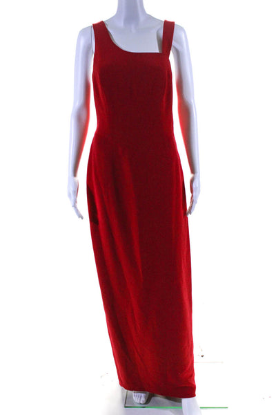Andrea Polizzi Womens Back Slit Cut-Out Zipped Sleeveless Maxi Gown Red Size 10