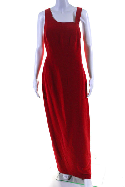 Andrea Polizzi Womens Back Slit Cut-Out Zipped Sleeveless Maxi Gown Red Size 10