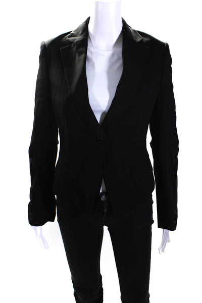 BCBG Max Azria Womens One Button Long Sleeved Slim Fit Crop Blazer Black Size XS