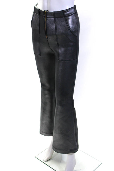 Cynthia Rowley Womens Metallic Zippered Slim Stretch Flared Pants Gray Size 0