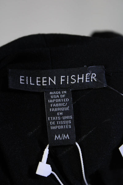 Eileen Fisher Women's Long Sleeves Open Front Cardigan Blouse Black Size M