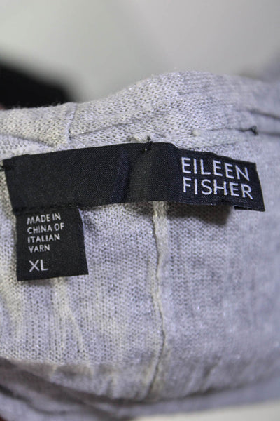 Eileen Fisher Women's Long Sleeves Open Front Cardigan Sweater Gray Size XL