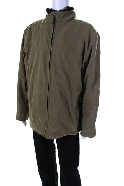 Marc New York Mens Zippered Layered High Neck Basic Jacket Brown Gray Size XL