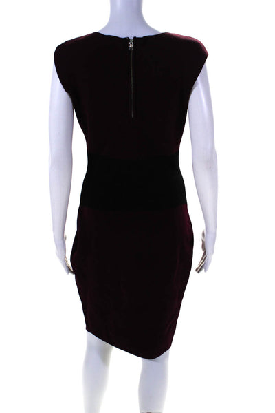 Milly Womens Colorblock Sleeveless Tight Knit Pencil Dress Maroon Black Size M