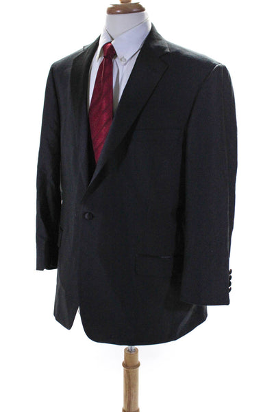 Hart Schaffner Marx Mens One Button Long Sleeved Blazer Jacket Black Size 46 R