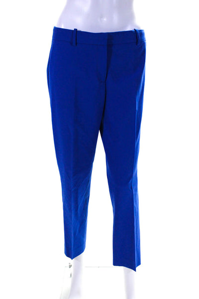 Theory Womens Wool Flat Front Straight Leg Hook & Eye Dress Pants Blue Size 6