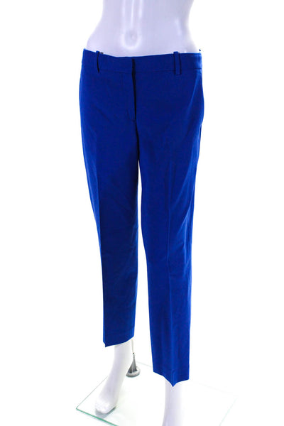 Theory Womens Wool Flat Front Straight Leg Hook & Eye Dress Pants Blue Size 6