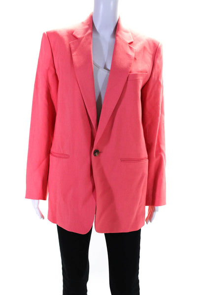 A.L.C. Womens Collared Buttoned Darted Long Sleeve Blazer Jacket  Pink Size 4