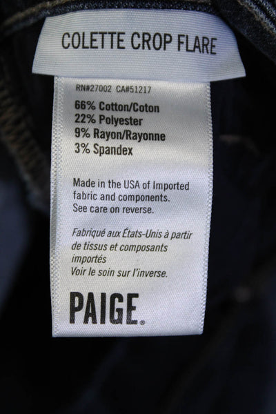 Paige Women's Midrise Dark Wash Five Pockets Crop Flare Denim Pant Size 26
