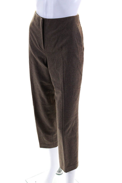 Ralph Lauren Purple Label Womens 100% Wool Cropped Straight Pants Brown Size 4