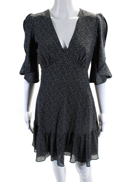 Michael Michael Kors Womens Short Sleeve Animal Print Dress Black White Size XS