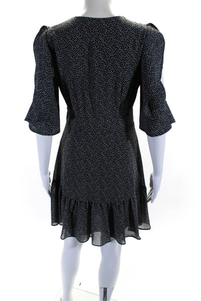 Michael Michael Kors Womens Short Sleeve Animal Print Dress Black White Size XS