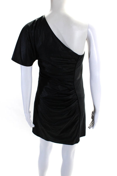 Catherine Malandrino Womens One Shoulder Ruched Sheath Dress Black Size 6