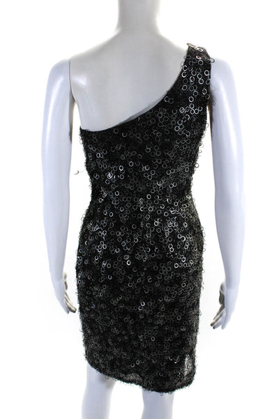 David Meister Womens Side Zip One Shoulder Embellished Dress Black Size 6