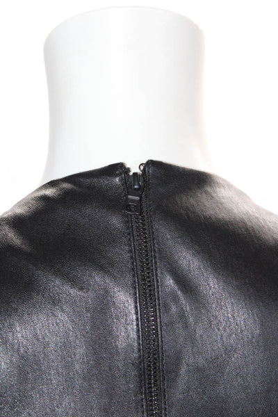 Alice + Olivia Womens Back Zip Chain-Link Trim Leather Dress Black Size 0