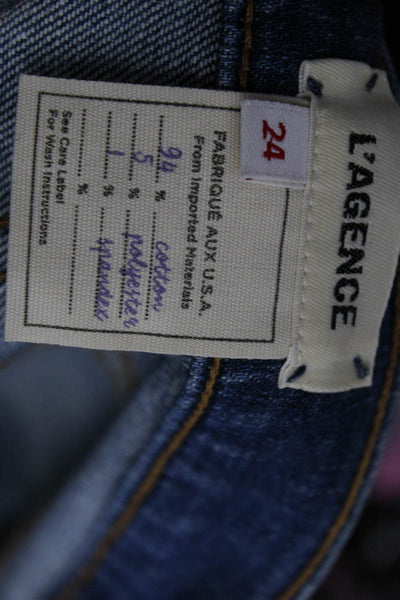 L Agence Womens Mid Rise Fringe Denim Ryland Shorts Blue Size 24
