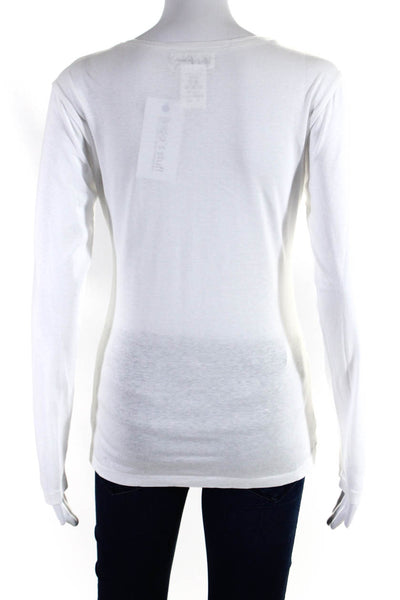 Yohji Yamamoto Womens Long Sleeves Tee Shirt White Cotton Size Medium