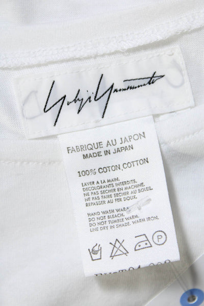 Yohji Yamamoto Womens Long Sleeves Tee Shirt White Cotton Size Medium